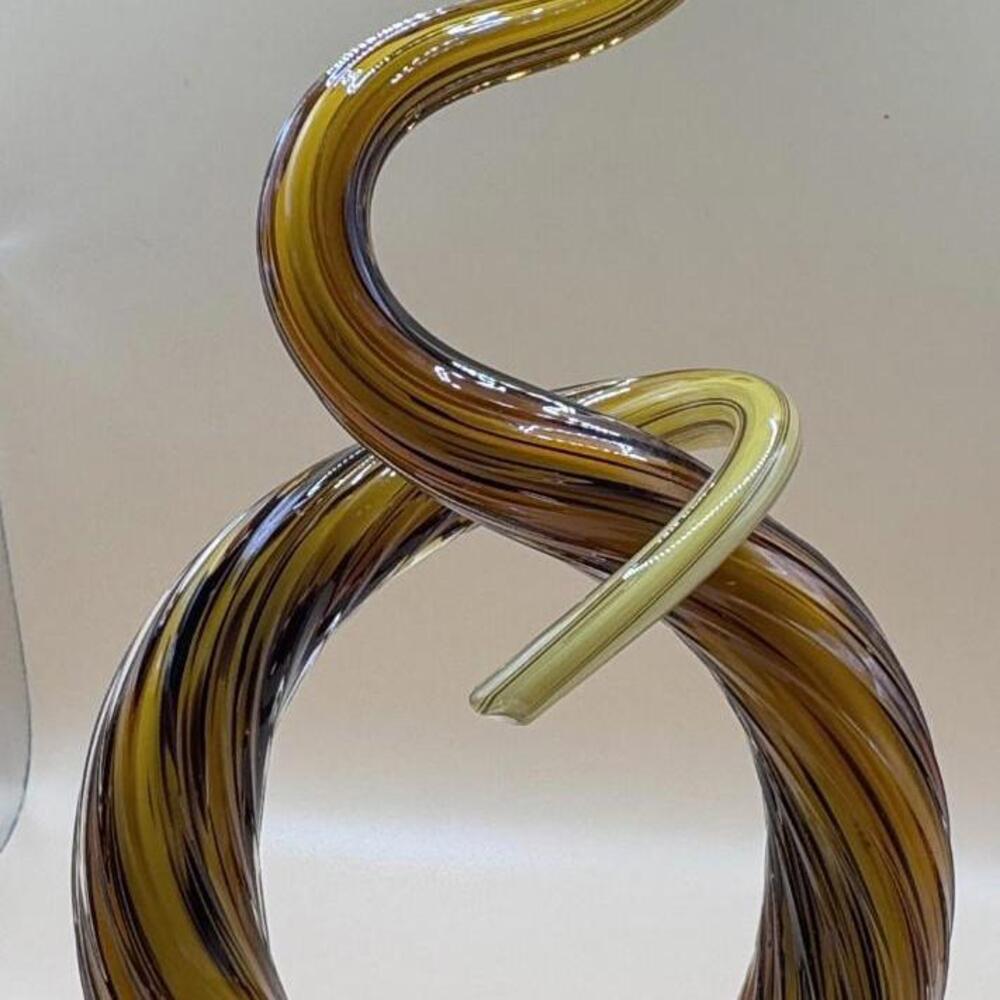 Murano Glassware Hand Blown Amber Twisted Spiral Knot Art Sculpture 10.5”H VTG - Picture 7 of 7